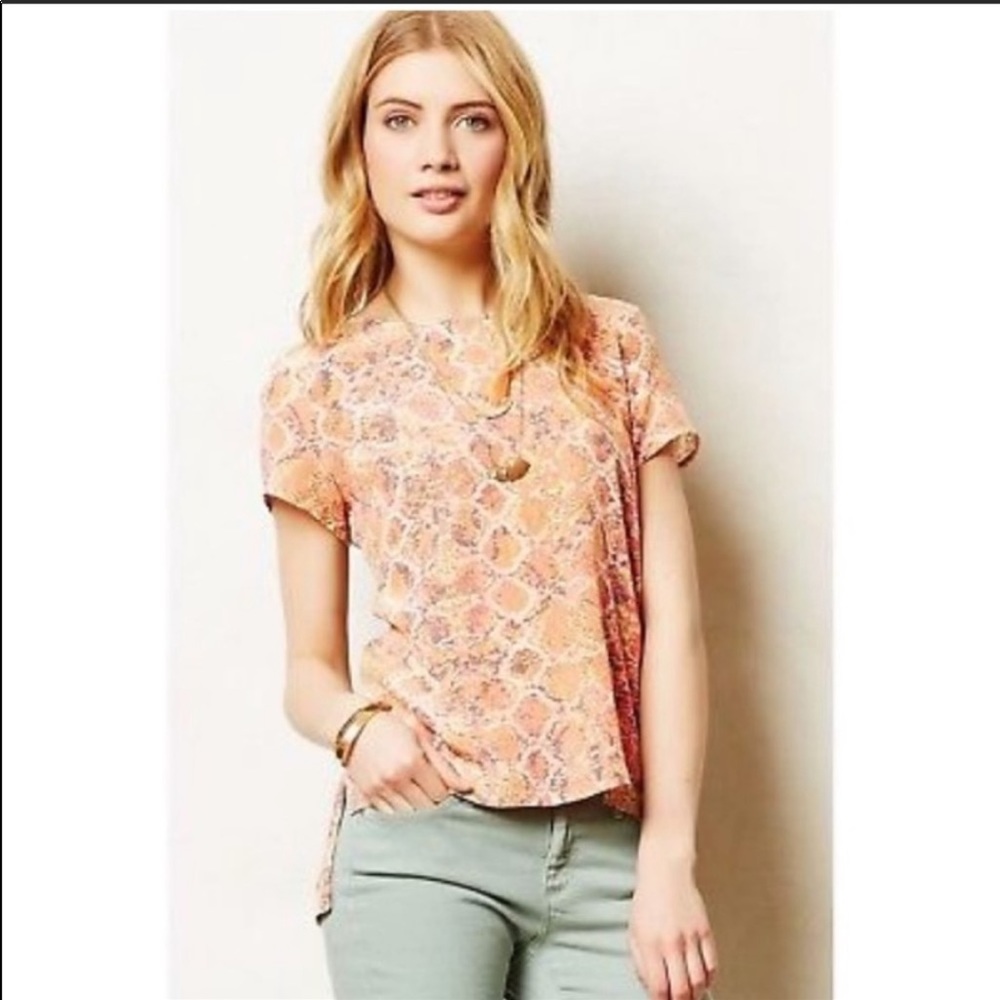 Anthropologie Neutral Snake Silk Top